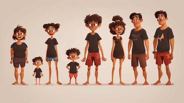 a cartoon of a family of people with their arms around their shoulders