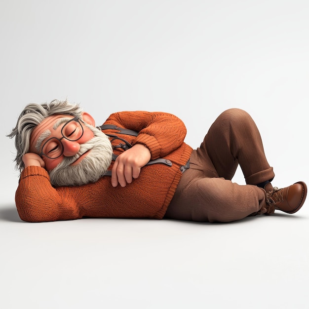 Photo a cartoon father lying on his side propped up on one elbow with studio lighting rendered