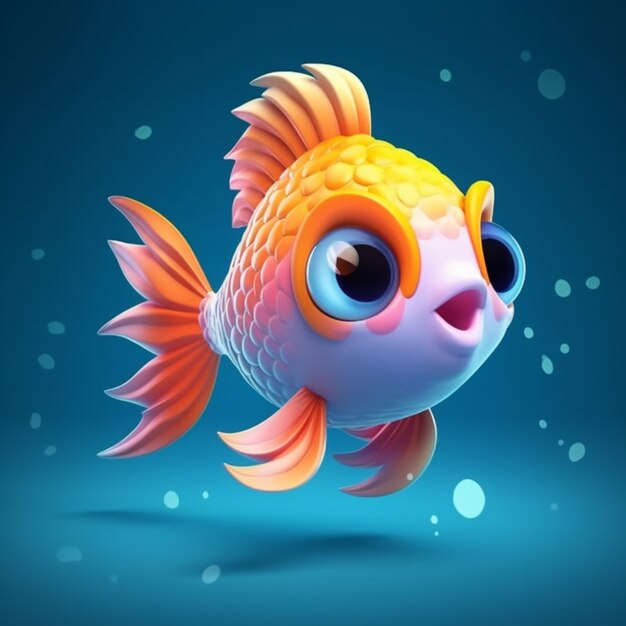 A cartoon fish with big eyes and big eyes swimming generative ai