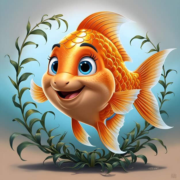 a cartoon fish with a face that says  fish