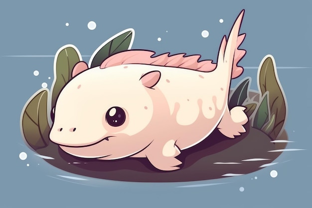 A cartoon fish with a pink face and a white tail that says'komodo'on it