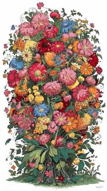 Cartoon of floral bouquet