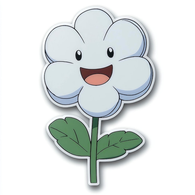 Photo cartoon flower with happy face