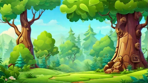 Cartoon forest landscape endless nature