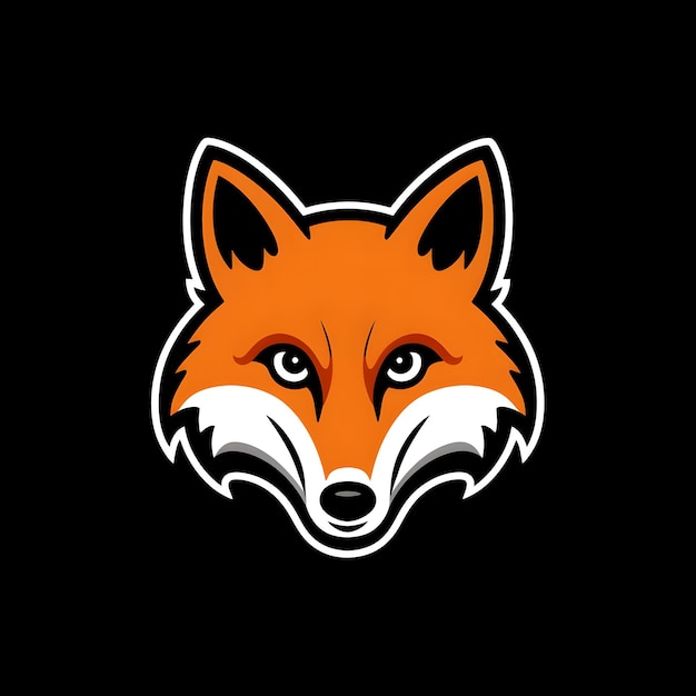 Cartoon Fox Logo on Black Background Generative AI