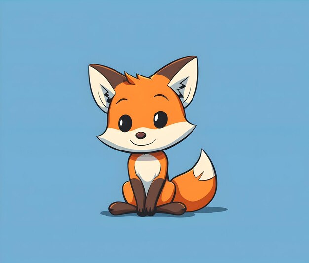 A Cartoon Fox Sitting On A Blue Surface