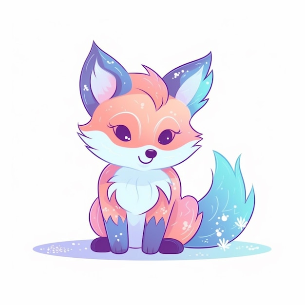 A cartoon fox sitting on the ground with its eyes closed generative ai