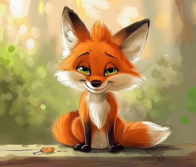 A Cartoon Fox Sitting On A Table