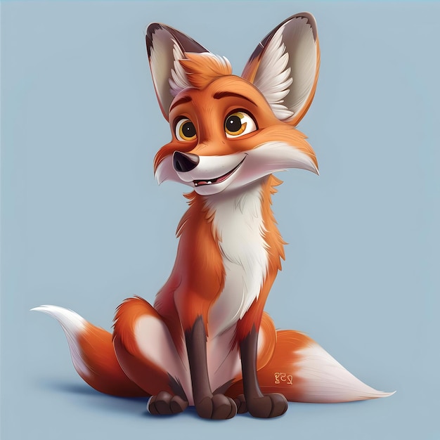 A Cartoon Fox With A Big Smile Sits On A Blue Background