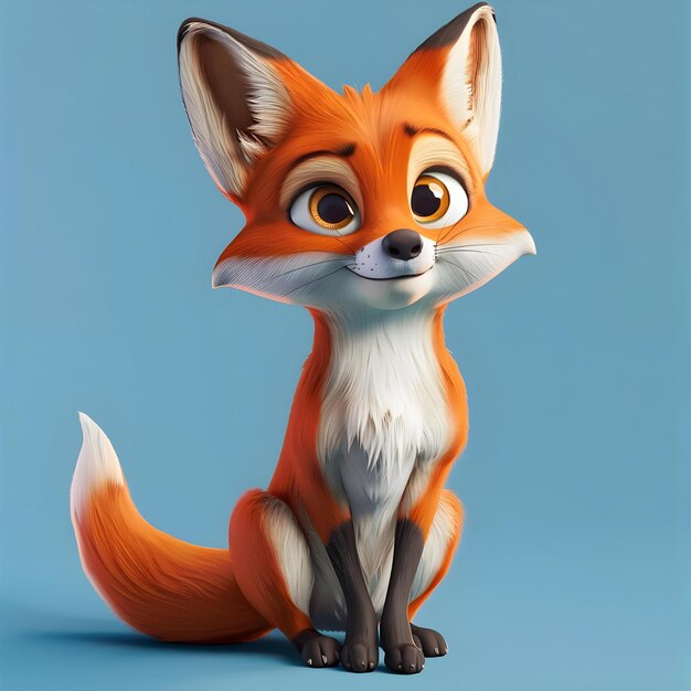 A Cartoon Fox With A Big Smile Sits On A Blue Background