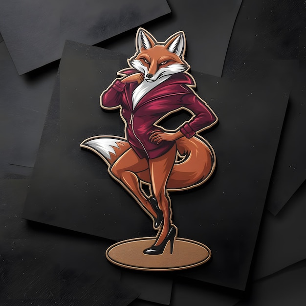 Photo a cartoon of a fox with a suit on it