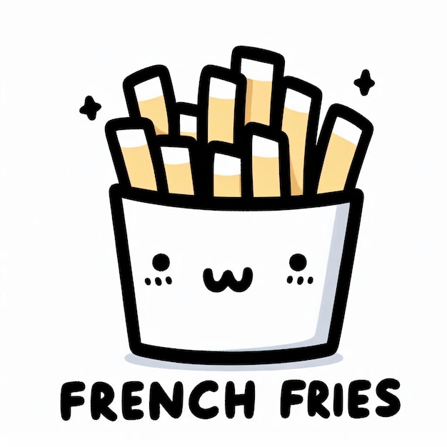 Photo a cartoon of french fries with the word with it