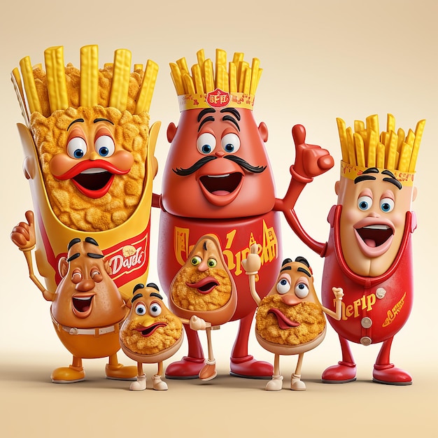 Cartoon Fries Delight Mascot Adventure