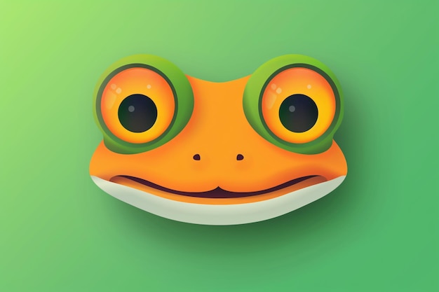 a cartoon frog face with big eyes