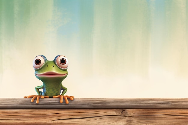 Photo cartoon frog images background and copy space