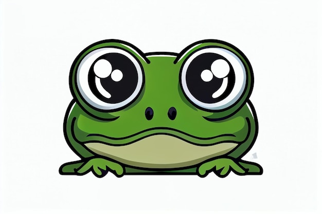 A cartoon frog with big eyes and a big, black eye.