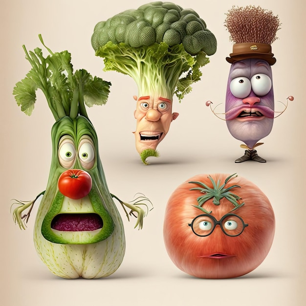 Cartoon funny fruits healthy food healthy lifestyle