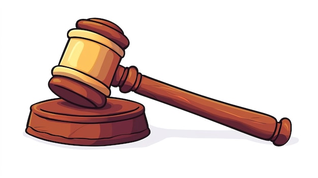 Photo cartoon gavel clipart cartoon illustration on a white background