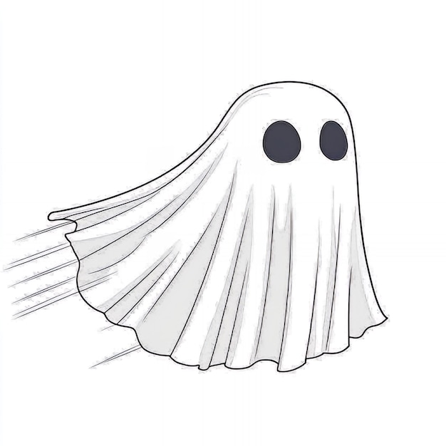 Photo cartoon ghost with big eyes flying fast