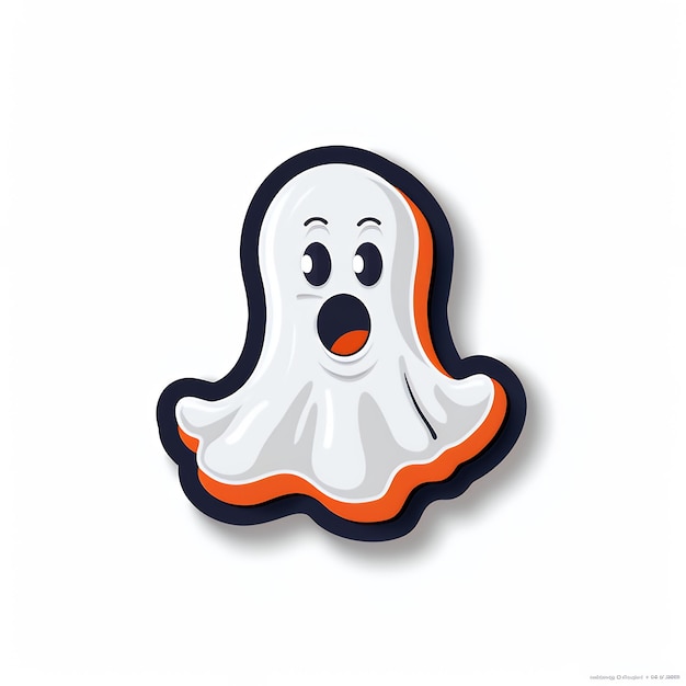 Cartoon ghost with a surprised expression on white background