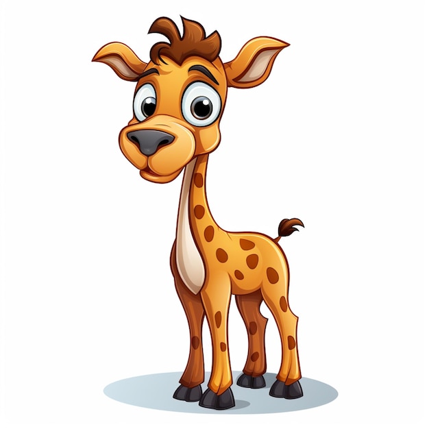 cartoon giraffe with big eyes and a brown mane generative ai