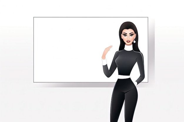 Cartoon girl holding white signboard illustration