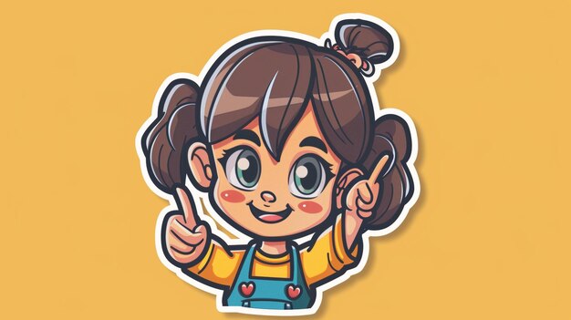 Photo a cartoon of a girl pointing with an index finger