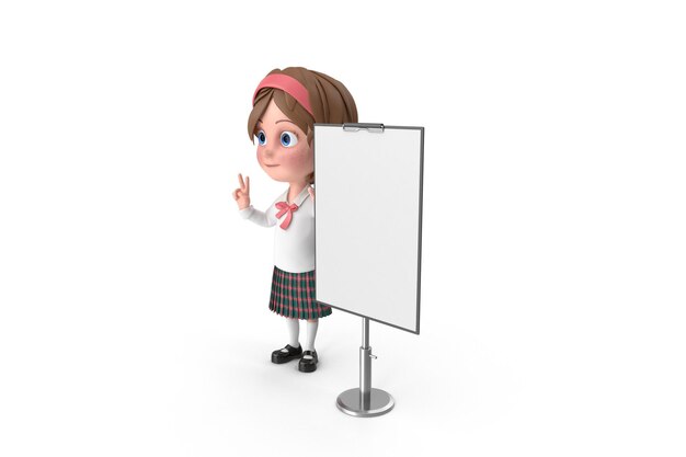 Photo cartoon girl presenting