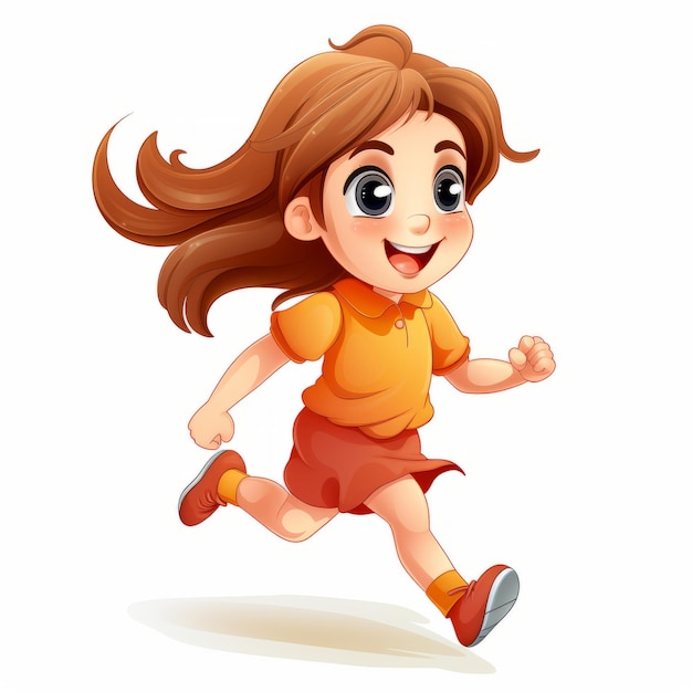 cartoon girl running vector illustration