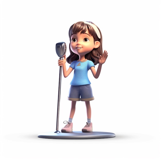 cartoon girl singing into a microphone while wearing a hat generative ai