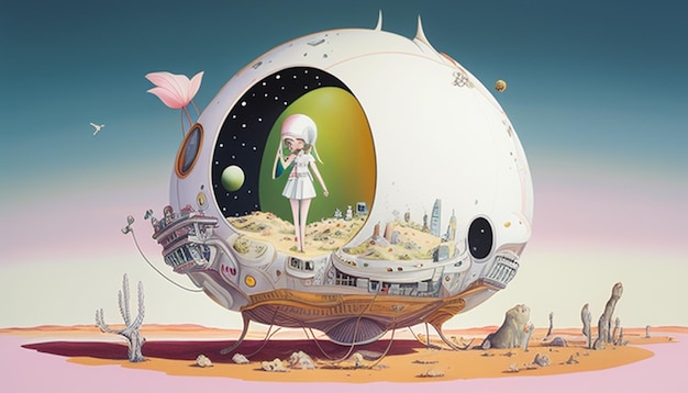 a cartoon of a girl in a space ship with a woman on the cover