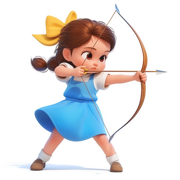 cartoon girl with bow and arrow ready to shoot a bow generative ai