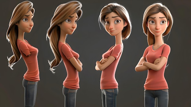 Photo a cartoon of a girl with her arms crossed