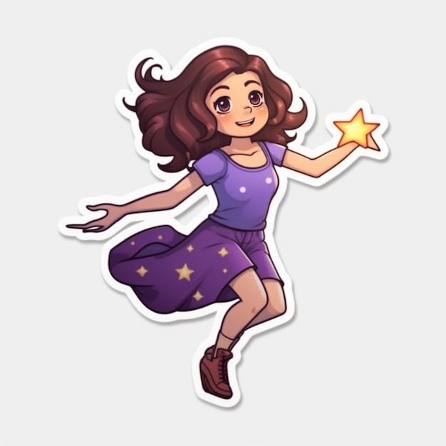 A cartoon girl with a star sticker on her hand generative ai