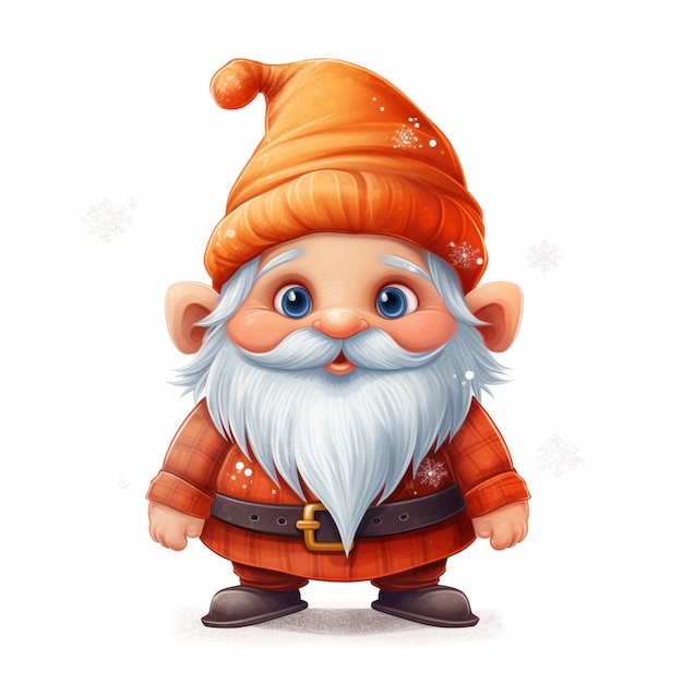 cartoon gnome with a long beard and a red hat generative ai