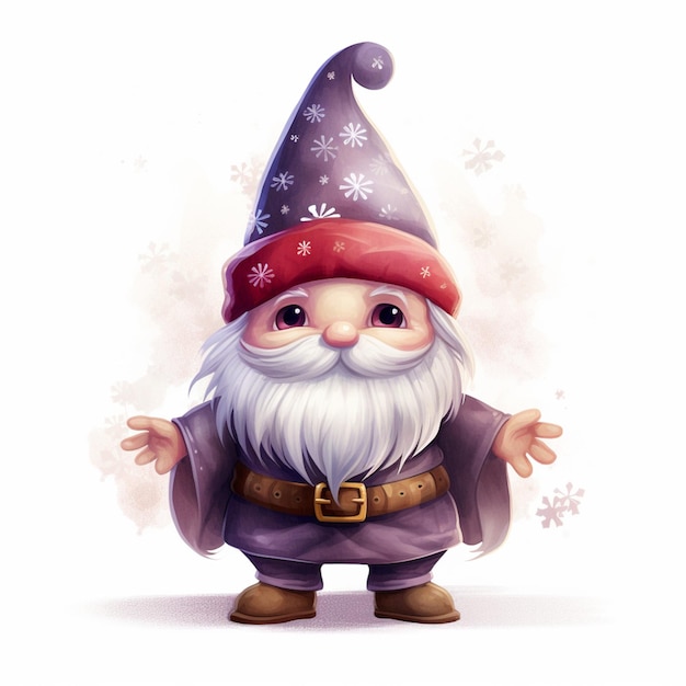 cartoon gnome with a red hat and a gray beard generative ai