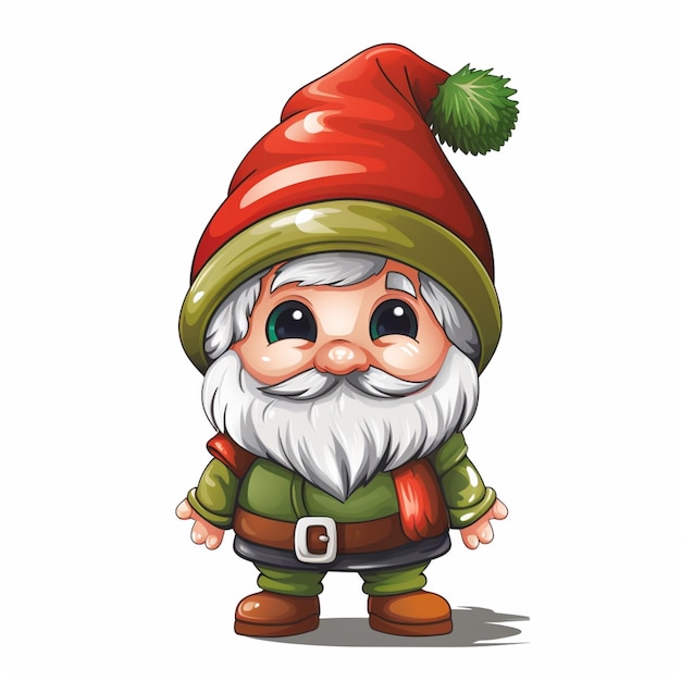 cartoon gnome with a red hat and green jacket generative ai