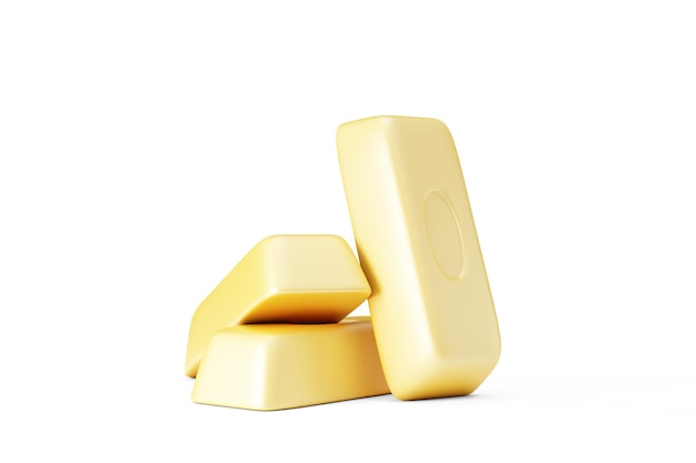 Cartoon Golden Bars on white studio background