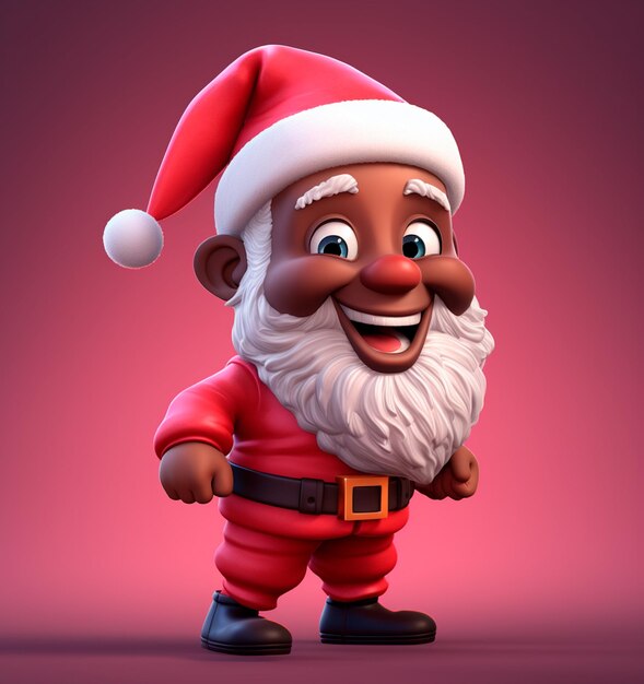 Cartoon of good old black Santa Claus 3D