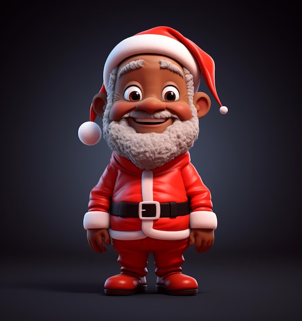 Cartoon of good old black Santa Claus 3D