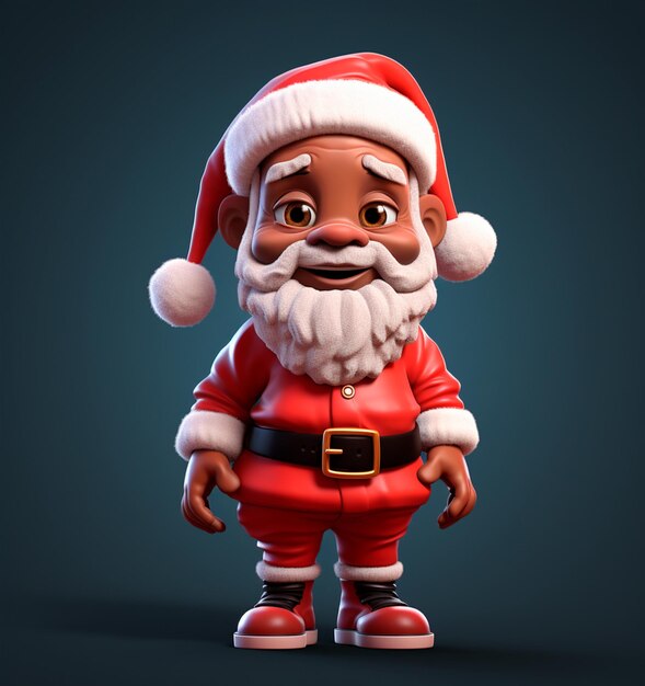 Cartoon of good old black Santa Claus 3D