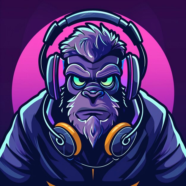 a cartoon of a gorilla wearing headphones and wearing headphones