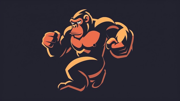 Photo a cartoon of a gorilla with a fist in the background