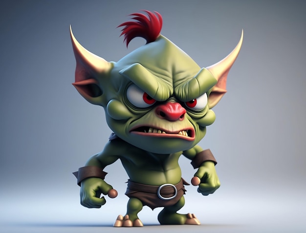 A cartoon of a green troll with a red nose