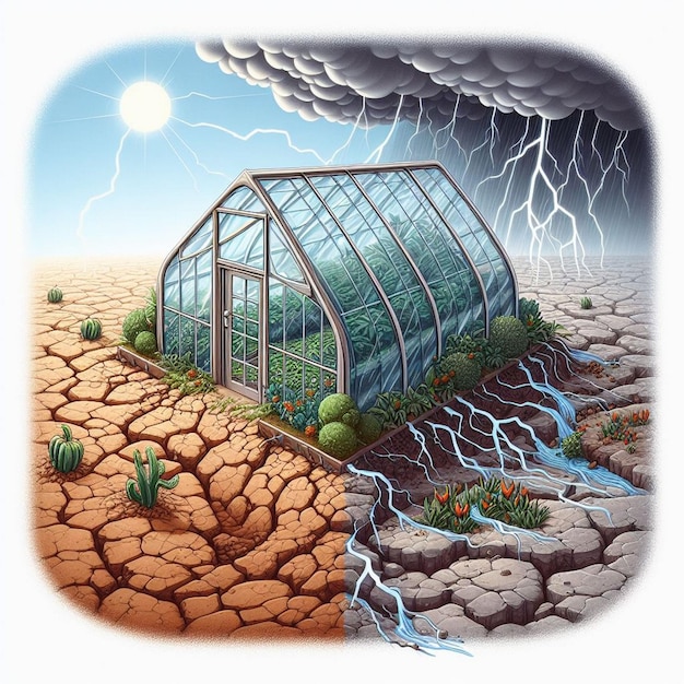 Photo a cartoon of a greenhouse with a large window and a large glass window