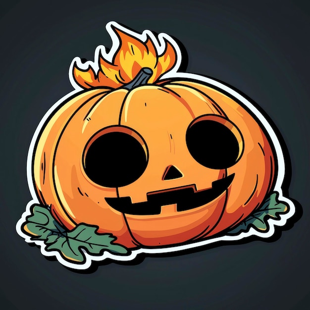 Cartoon Halloween JackoLantern with Flame