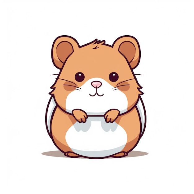 Cartoon hamster with a white belly and brown belly generative ai