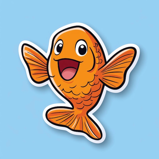 Cartoon Happy Goldfish with Big Smile