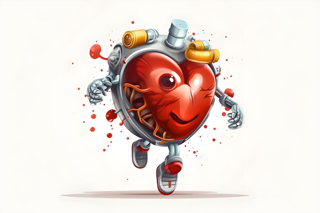 A cartoon of a heart with a face that says'heart'on it