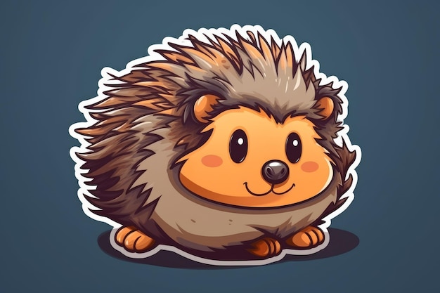 A cartoon hedgehog with a blue background